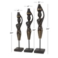 thumbnail image 3 of 23", 21", 20"H Black Wood Standing African Woman Sculpture with Baskets on Their Heads, by DecMode (3 Count), 3 of 9