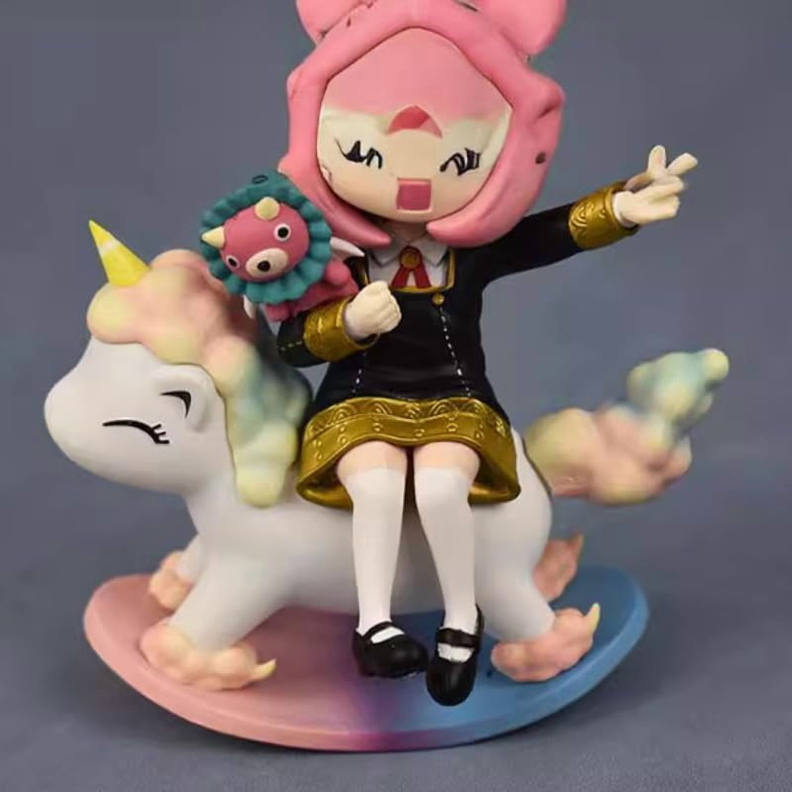 Newly Anya Figure Sitting Replacement Face Trojan Anya Anime Figures 15cm/5.9inch Handmade PVC Cartoon Character Model Decoration Craft Gift