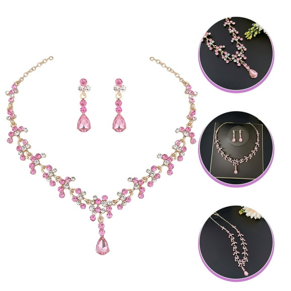 TABLZONE Evening Jewelry Set for Women, Rhinestone Water Drop Necklace with Delicate Design, 1 Set
