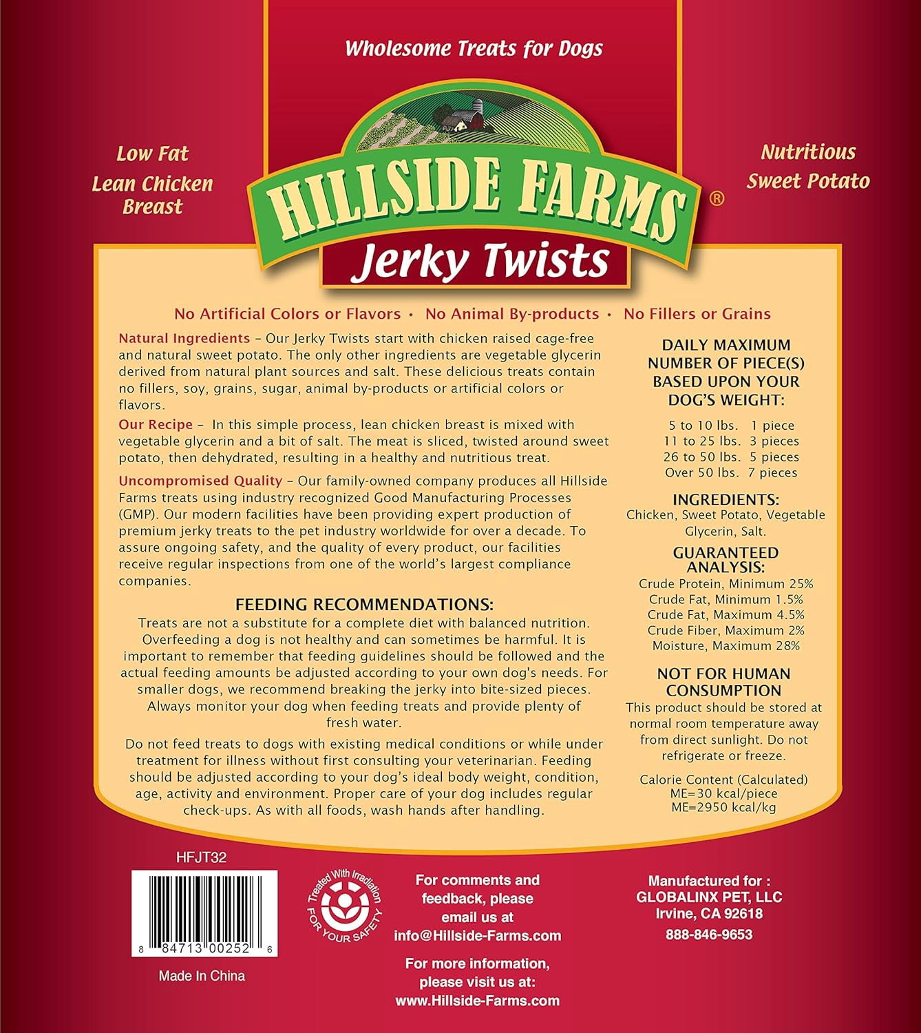 Hillside Farms Chicken And Sweet Potato Premium Dog Treats, Jerky Twists, 32-Ounce