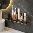 thumbnail image 3 of Bandejas de baño montadas en la pared Sin perforación Gel de ducha Soporte para champú Organizador de carrito de ducha Estante de almacenamiento de Oro negro pequeño Soledad Estante de baño, 3 of 8