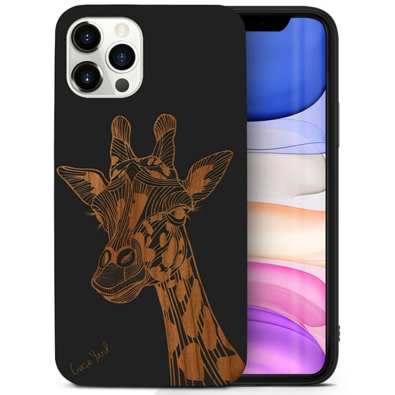 Case Yard Wooden Case for iPhone-11-Pro-Max Soft TPU Silicone cover Slim Fit Shockproof Wood Protective Phone Cover for Girls Boys Men and Women Supports Wireless Charging Giraffe Design