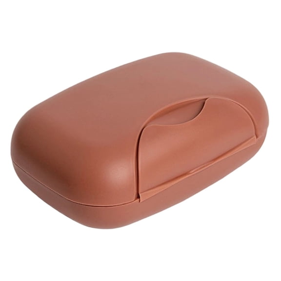 Soap Holder Case with Draining Layer,Portable Soap Box,Travel Leakproof Soap Storage Container,Plastic Soap Dish with Lid Cover for Bathroom Shower Kitchen Travel Camping Hiking Gym Outdoor(Brown)