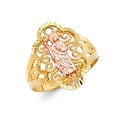 thumbnail image 1 of Jesus Ring 14k Yellow & Rose Gold Religious Charm Band Diamond Cut Fancy Filigree Two Tone 20MM, Size 7.5, 1 of 1