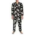 thumbnail image 3 of Hirioo black white Skull bone for Men's Pajama Sets 2 Piece Pjs Men's Long-Sleeved Pajama Set Button Down Sleepwear,S-XXL-XX-Large, 3 of 7