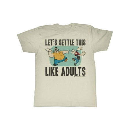 Popeye T-shirt Tee - Popeye The Sailor Man 60's Cartoon Vintage Style Settle Like Adults Adult Tshirt