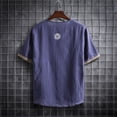 thumbnail image 5 of Mens Linen Shirts Plus Size 3/4 Sleeve V Neck Henley Shirt Retro Boho Summer Lightweight Tropical Beach Hippie Tees Navy XXL, 5 of 5