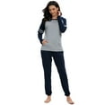 thumbnail image 1 of MintLimit Women's Pajamas Set Crew Neck Solid Striped Raglan Long Sleeve Shirt and Jogging Pants with Pocket Soft Nightwear 2 Piece Sleepwear, 1 of 5