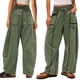 thumbnail image 3 of Pantalones de Mujer Holgados de Pierna , Estilo Palazzo, Informales, con Cordón en la Cintura y Bolsillos. Verde S, 3 of 6