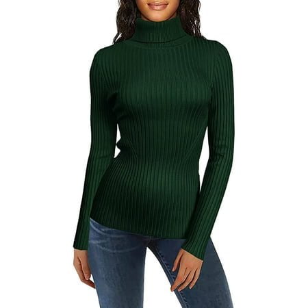 MKLEKYY Chandails pour Femmes Col Roulé Côtelé Base Chandail Mignon Chaud Élégant Pull