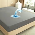 thumbnail image 4 of Psoiuetr Dark Gray Mattress Protector Waterproof Bed Cover Queen Size Mattress Pad Cover 12'' Deep Pocket Fitted Sheet, 4 of 7