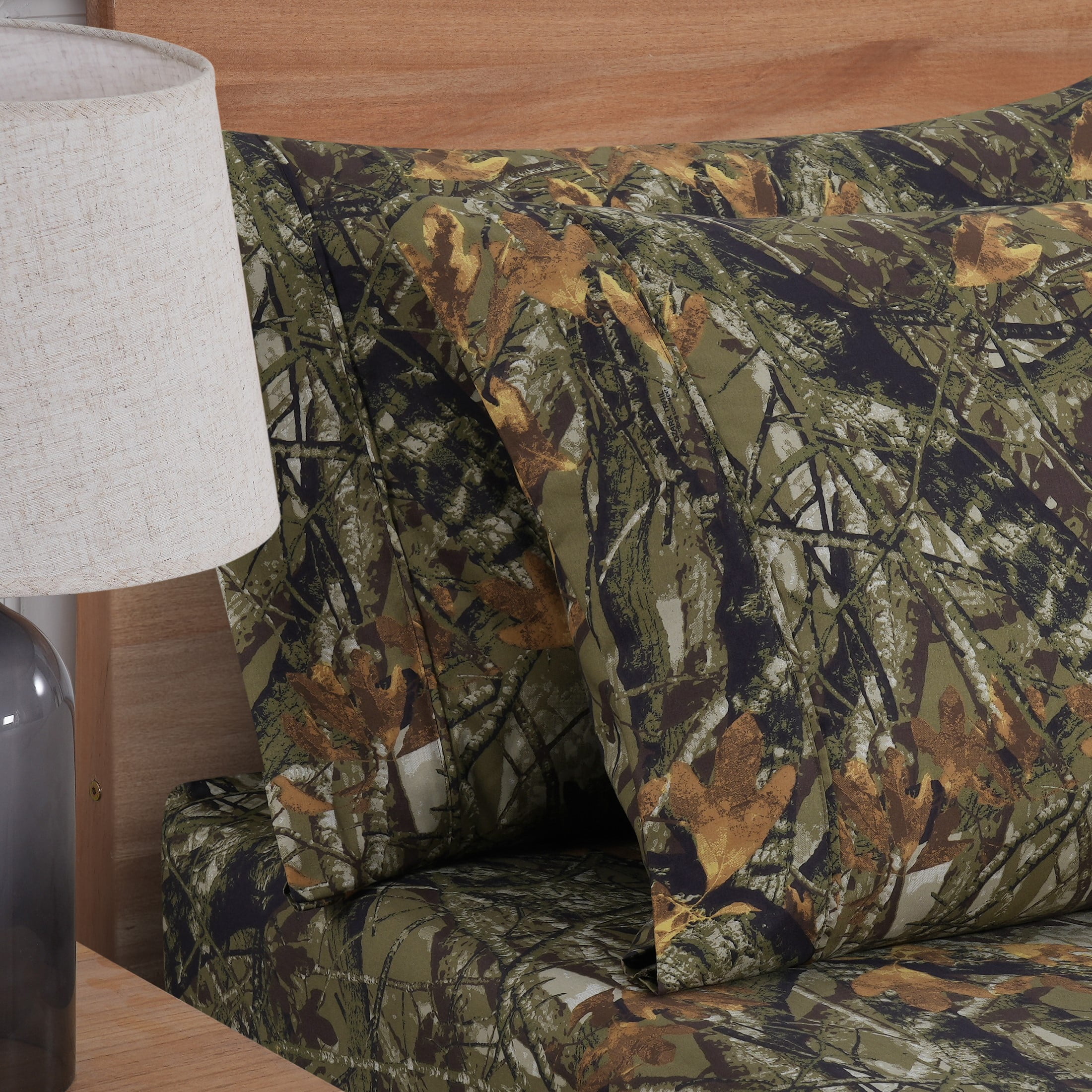 Mainstays Super Soft Brushed Microfiber Pillowcase Set, Camo, Standard/Queen, 2 Piece