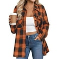 thumbnail image 5 of Button Down Shirts for Women Casual Fall Lightweight Dressy Shacket Plaid Fashion Long Sleeve Shirts with Pockets Saffron 2XL, 5 of 7