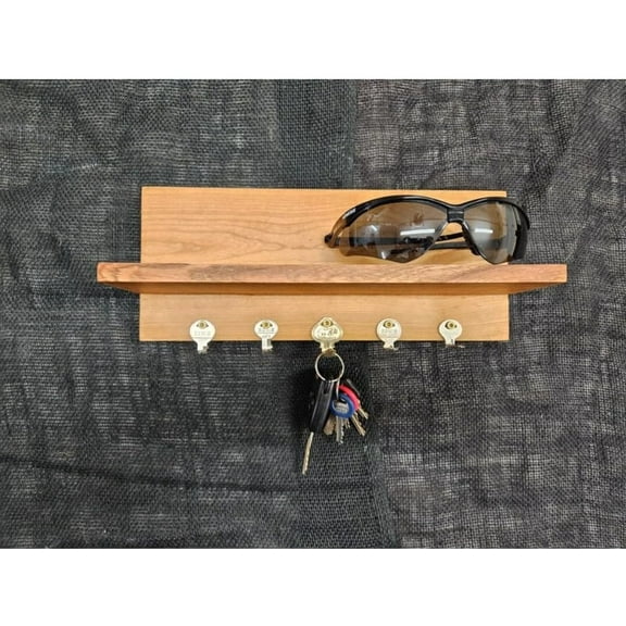 Coat Rack Wall Mount, Cherry Key Rack, Key Holder, Entryway Organizer, Key Holder, Rustic Key Holder for Wall, Key Hook, 12 "W x 5 "H x 3 "D, Hooks for Living Room Bedroom Entryway