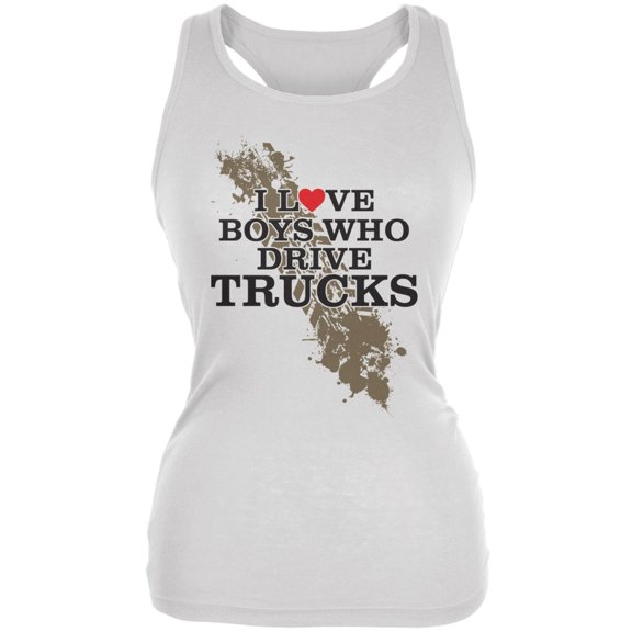 Boys Who Drive Trucks White Juniors Soft Tank Top - X-Large