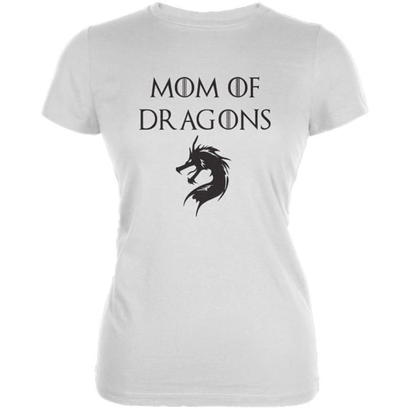 Halloween Mom of Dragons Juniors Soft T Shirt White SM