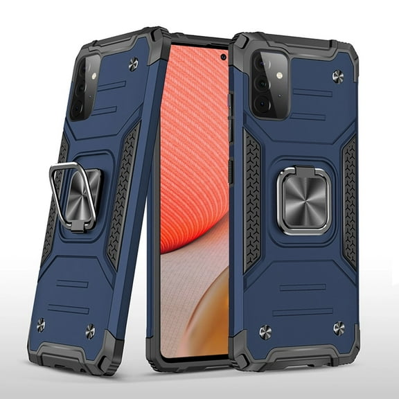 Case for Samsung Galaxy A72 5G Armor Hybrid with Ring Holder Kickstand Shock Heavy-Duty Durable Rugged Dual Layer Phone Cover for Galaxy A72 5G by Xpm - Blue