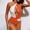 Orange, variant on UANWENN Women's Monokinis Swimsuit Bikini Swimsuit Stitching Color Matching Monokinis Swimsuit Boxing Shorts Swimsuit V Busty Bikini Football Shirt Red Bikini Beach Shorts Sexy Swimsuit Round Dress