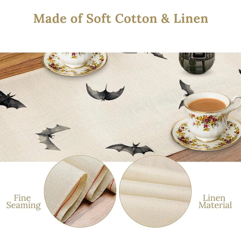 Black Bats Table Runner 13x70inch, Halloween Gothic Holiday Table Decor ...