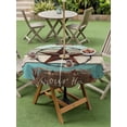 thumbnail image 5 of Outdoor Tablecloth with Umbrella Hole Zipper Teal Brown Texas Star Round Tablecloth 54" Waterproof Outside Table Cloth Farmhouse Country Wooden Patio Table Cover Tablecloths for Picnic Party, 5 of 8