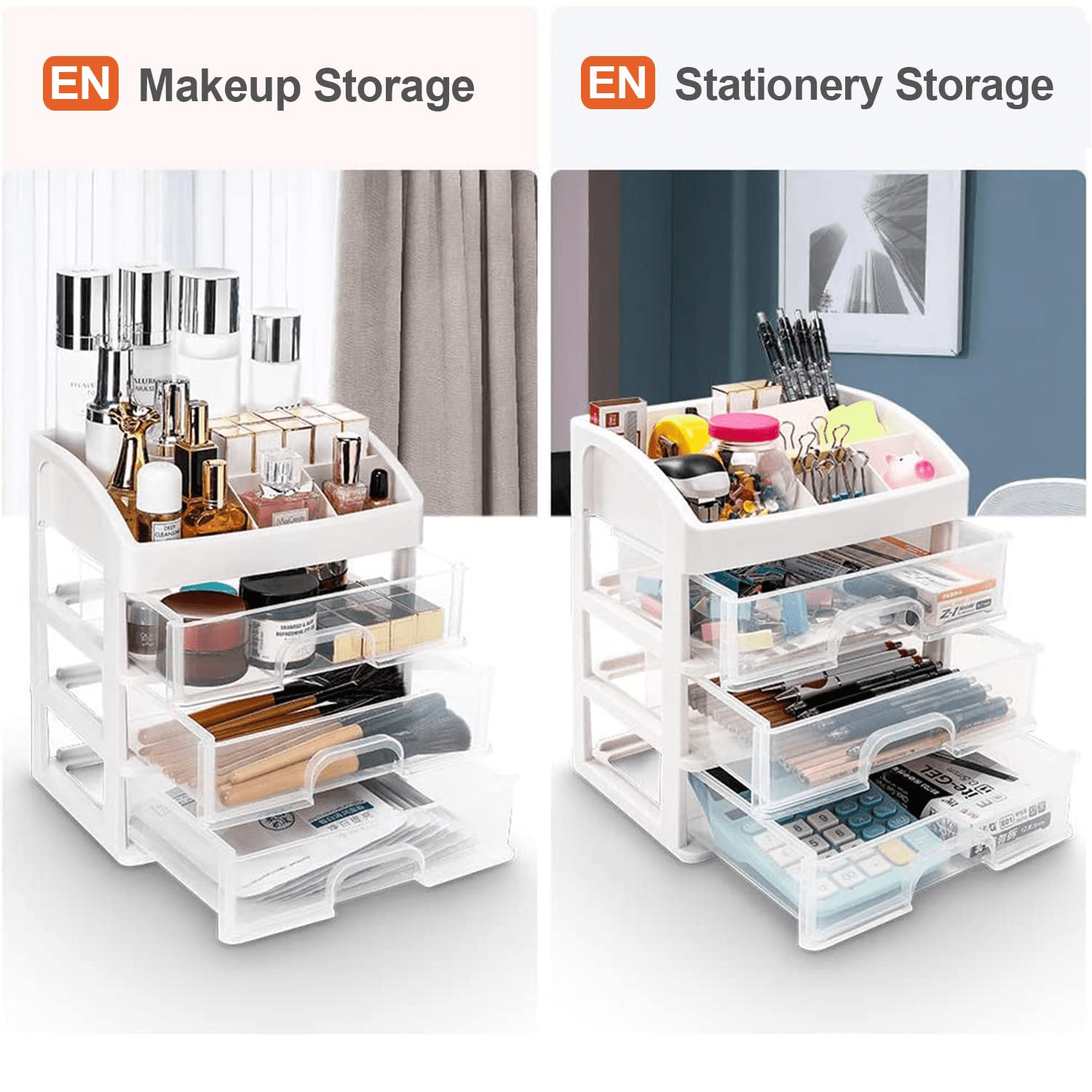 Annvchi Cosmetic Organizer with 3 Drawers Skincare Organizer Suitable for Dressing Tablebathroom Counter and Dressing Table(White)
