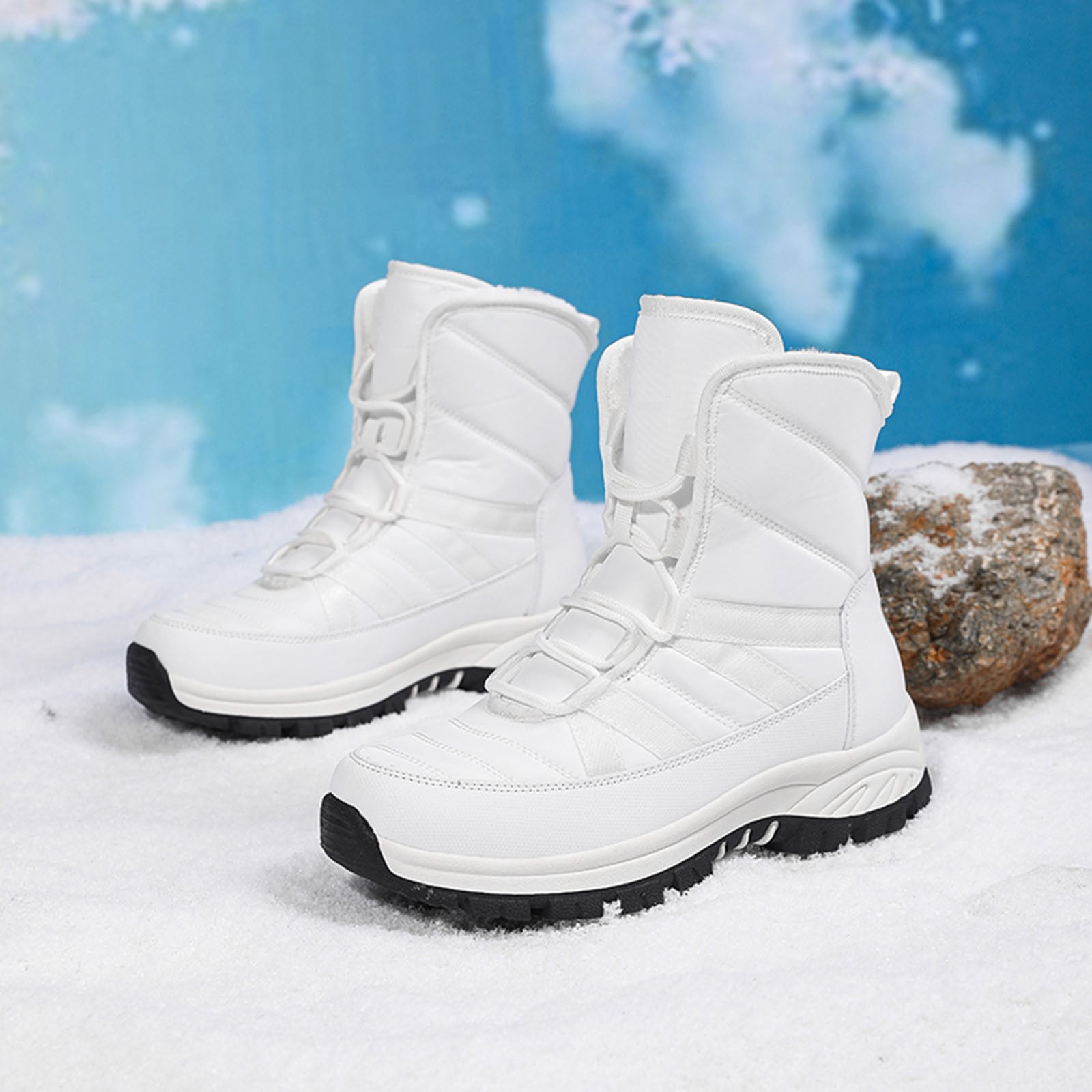 nsendm Women Shoes Adult Female Extra Wide Width Boots for Women Snow Women s Winter Fashion Thick Warm Snow Boots Round Head Sociology Weather Boots White 7.5 Walmart