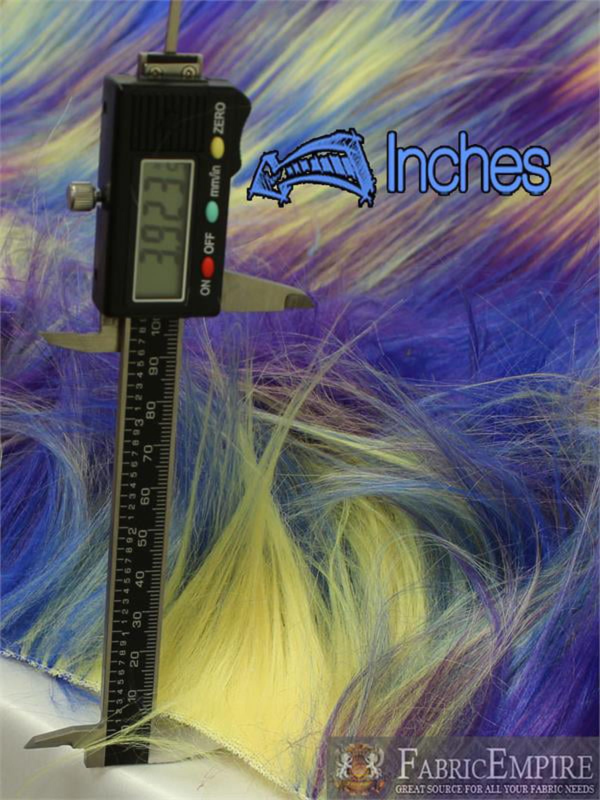 Faux Fur Fabric Long Pile 3 TONE RAINBOW YELLOW BLUE PURPLE/ 60" Wide / Sold by the yard