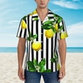 thumbnail image 4 of Haiem Lemons on Striped Printed Hawaiian Shirt for Men - Men’s Casual Beach Summer Shirts - Stretch Fabric with Modern Fit-X-Large, 4 of 9