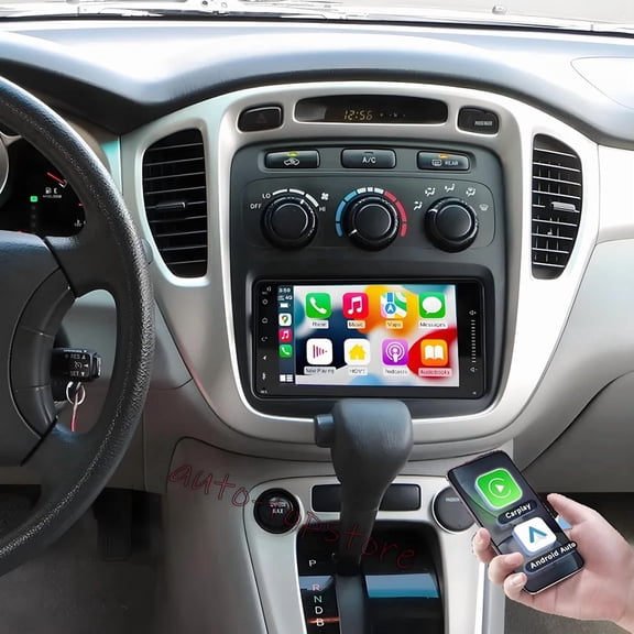 2 64GB Android 15 Car Stereo for Toyota Highlander 2001-2007, 7-Inch GPS Head Unit with Wireless CarPlay & Android Auto, WiFi Bluetooth FM/RDS SWC Mirror Link & Backup Camera