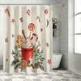 thumbnail image 5 of Christmas Shower Curtain Gingerbread Candy Cane Shower Curtains for Bathroom Decor Xmas Ball for Christmas Decoration Bath Curtains Sets with Hooks Waterproof 72" W x 84" L, 5 of 6