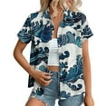 thumbnail image 2 of QUNYINEY Short Sleeve Button Down Shirts for Women Hawaiian Collared Casual Tops Loose Summer Tops for Women, 2 of 6