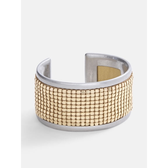 Scoop Chainmail Cuff Bracelet, Mixed Metal