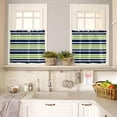 thumbnail image 4 of Navy Blue Pink Striped Kitchen Curtains, Gradient Horizontal Lines 3-Piece Kitchen Curtain Valance and Tiers Set 24 Inch Length, Rod Pocket Half Window Curtains for Cafe Living Room Bathroom, 4 of 6