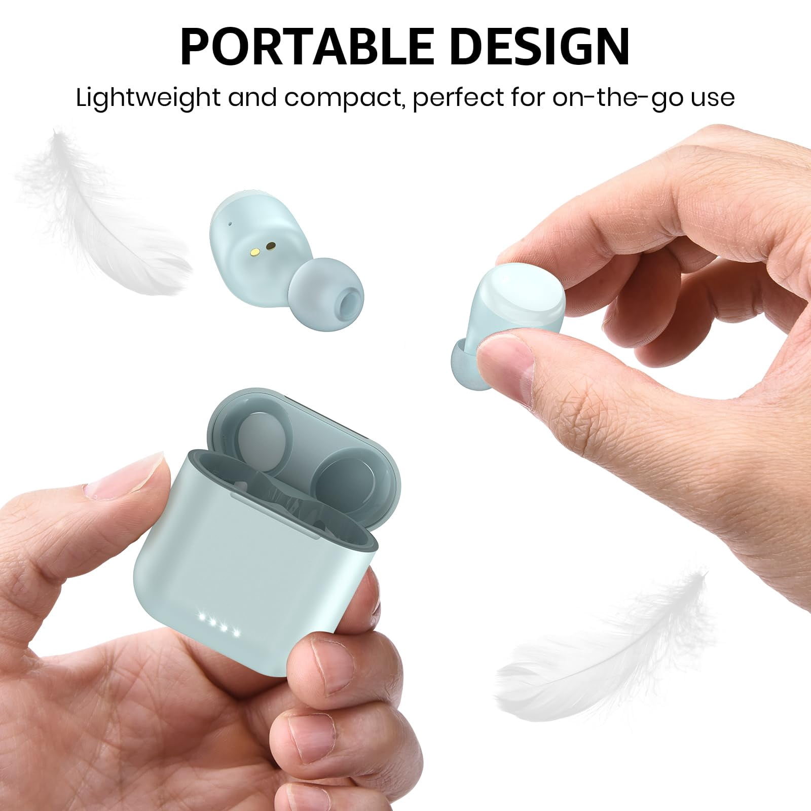 TOZO T6 Bluetooth Headphones Wireless Earbuds, 50H, AI Chat/Translation/Clear Mics, Stereo Bass, Wireless Charging, App-32EQ, IPX8 Waterproof Headphones, Blue