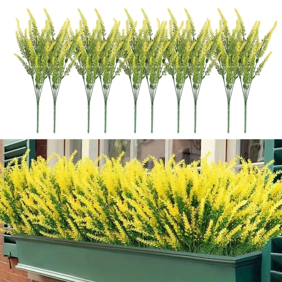 Plantas colgantes artificiales Decoración de interiores al aire libre | Vegetación sintética realista | Hojas de plástico resistentes a los rayos UV, colores mixtos | Juego de 10 piezas | Longitud