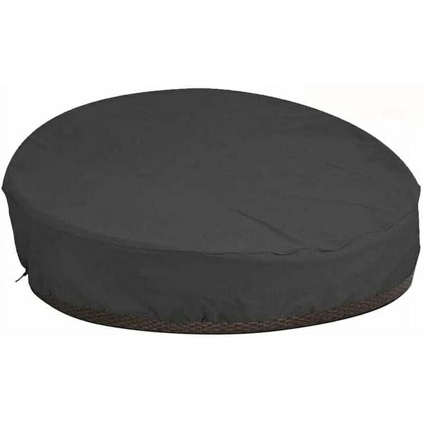 Apuakthei - Funda protectora para sofá cama redonda, resistente y duradera, de tela Oxford 210D, resistente a los rayos UV, a la lluvia y al viento, para muebles de jardín (228 x 83 cm) (negro)
