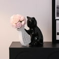 thumbnail image 1 of Jarrón de cerámica moderno | Jarrón negro decorativo para flores y arreglos florales | Jarrón decorativo de 23 x 19 x 9,5 cm para sala de estar, baño y oficina, 1 of 6