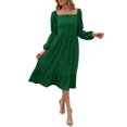 thumbnail image 1 of Women Long Sleeve Dress Vintage Square Neck High Waist Ruffles, 1 of 8
