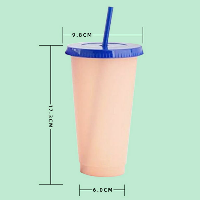 Reusable Travel Cup To Go Coffee Tumblers - Summer Cold Drink Cups with Lids  and Straws, Color Changing Cups