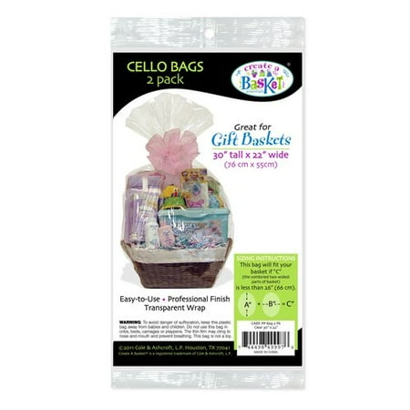 Create-a-Basket 30"x22" Cello Transparent Bags, 2 Count