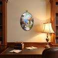 thumbnail image 4 of Canvas Wall Art Italy Town Painting Tuscany Streets Mediterranean Towns Landscape Oval Framed Canvas Prints Vintage Wall Hanging Decor for Home Office Decorations 8.6"x11.4", 4 of 7