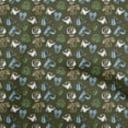 thumbnail image 1 of oneOone Georgette Viscose Olive Green Fabric Floral & Puppies Sewing Fabric By The Yard Printed Diy Clothing Sewing Supplies 42 Inch Wide, 1 of 1