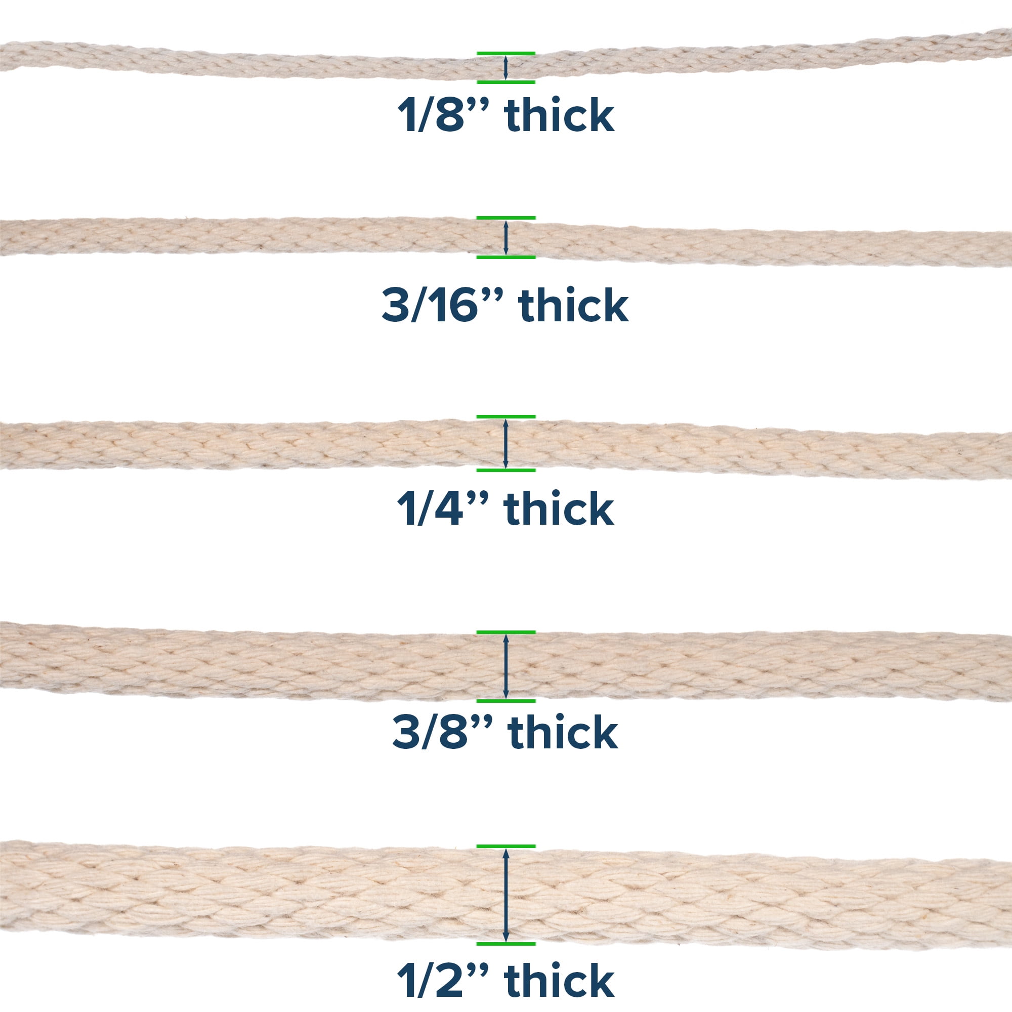 Paracord Planet Solid Braid Cotton Rope - 1/8, 3/16, 1/4, 3/8, & 1/2  Diameters - 10-1000 Foot Lengths - Cotton Weeping Cord 