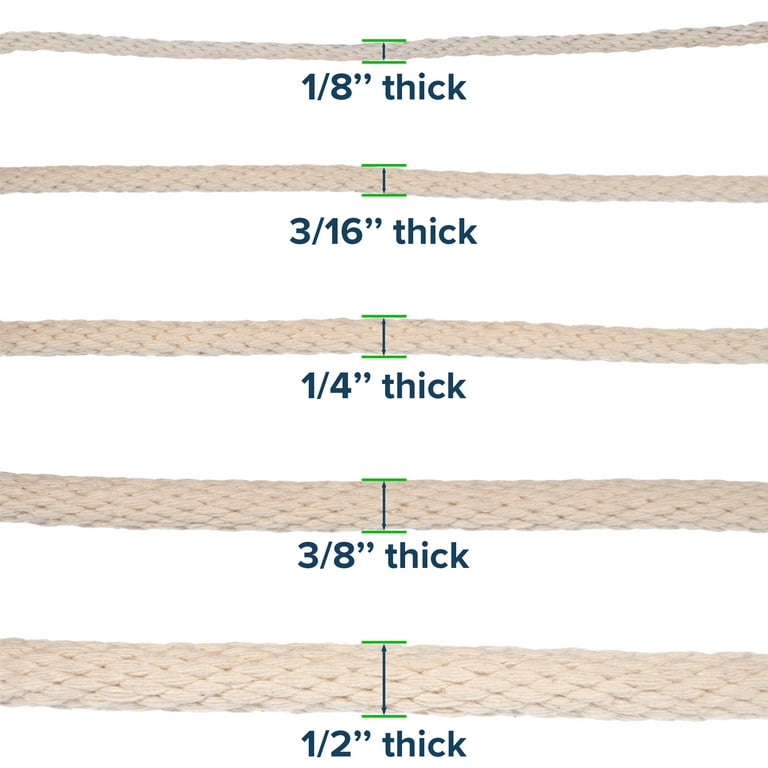 Paracord Planet Solid Braid Cotton Rope - 1/8, 3/16, 1/4, 3/8, & 1/2 Diameters - 10-1000 Foot Lengths - Cotton Weeping Cord, Beige