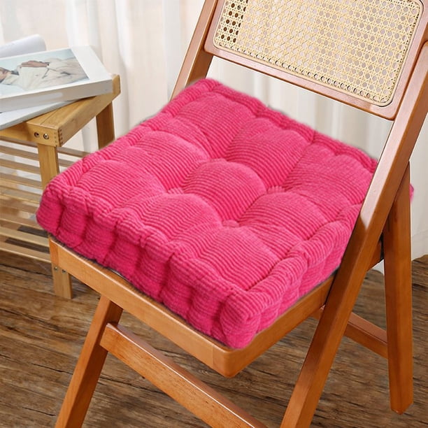 Cojín de pana para silla de color liso | Cojín grueso y suave para sillas de cocina, comedor y patio | 40 x 40 x 10 cm para uso en interiores y exteriores | Amarillo, rosa y violeta
