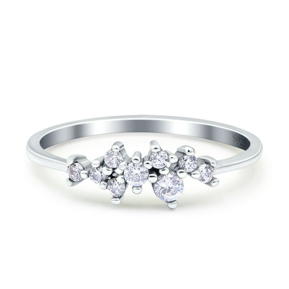 Simulated Cubic Zirconia Size-5 Cluster Eternity Band Engagement Wedding Ring 925 Sterling Silver