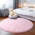 thumbnail image 5 of SARAG 4x4ft Circle Rug for Bedroom,Furry Carpet for Children Kids Room,Cute Soft Shaggy Area Rug for Girls,Pink, 5 of 8