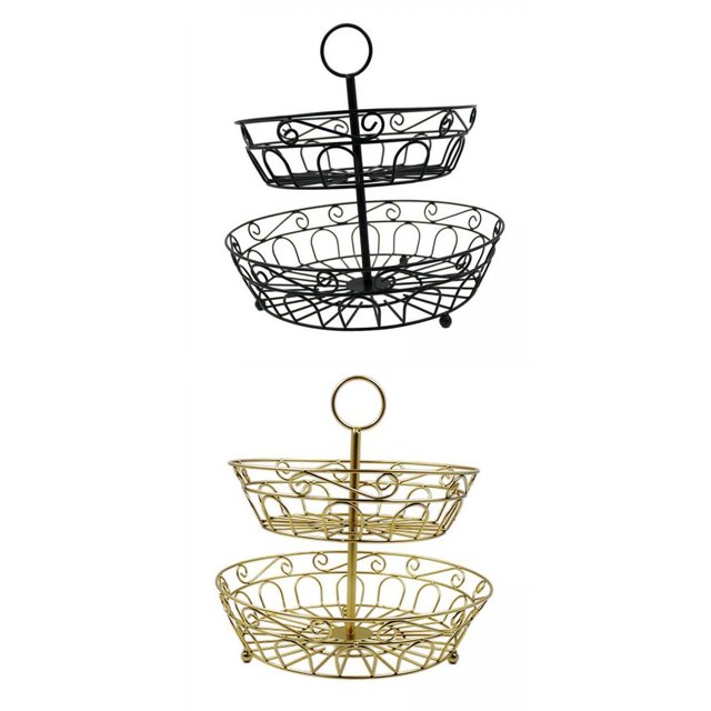 2 cestas de almacenamiento de 2 niveles, recipiente para aperitivos, de fruta, bandeja, cuenco de cocina para decoración de Macarena Cesta de almacenamiento de frutas