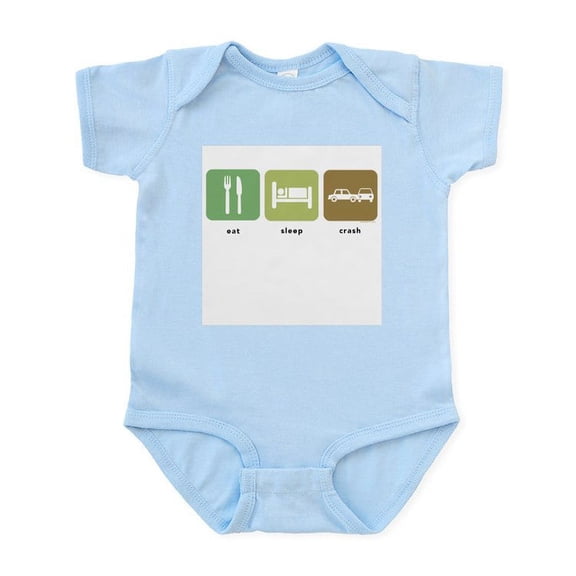 CafePress - Eat Sleep Crash Cars Infant Bodysuit - Baby Light Bodysuit, Size Newborn - 24 Months