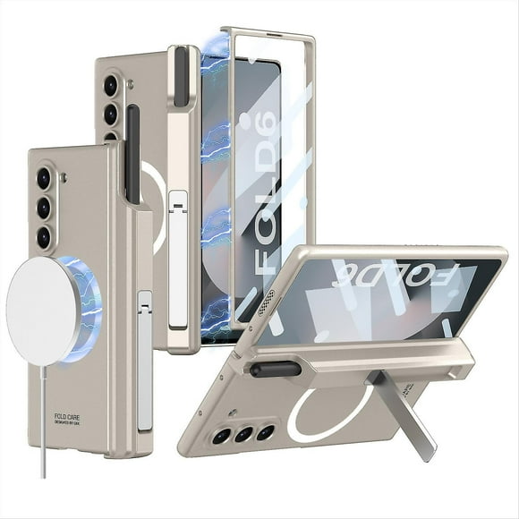 Magnetic Magsafe Case For Samsung Galaxy Z Fold 6 With Screen Protector, Pen Holder, Hinge Protection Kickstand, Shockproof
